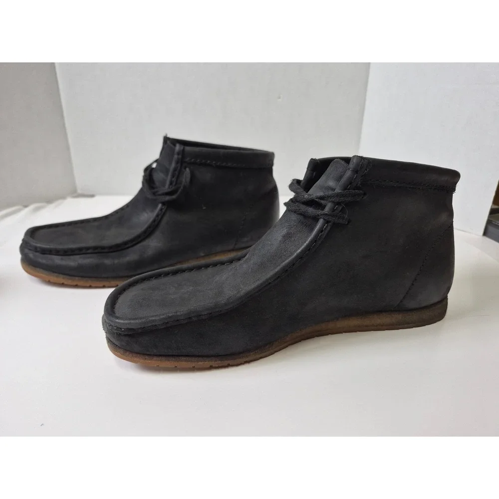 Clarks Wallabee Boots Black Leather Moccasin Lace Up Mens 8 261297667070
